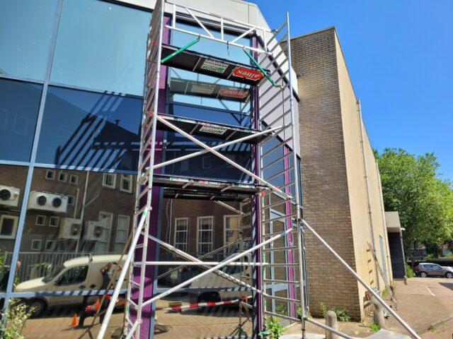 Goudse schouwburg tijdens foto werkzaamheden REM zonwering screens